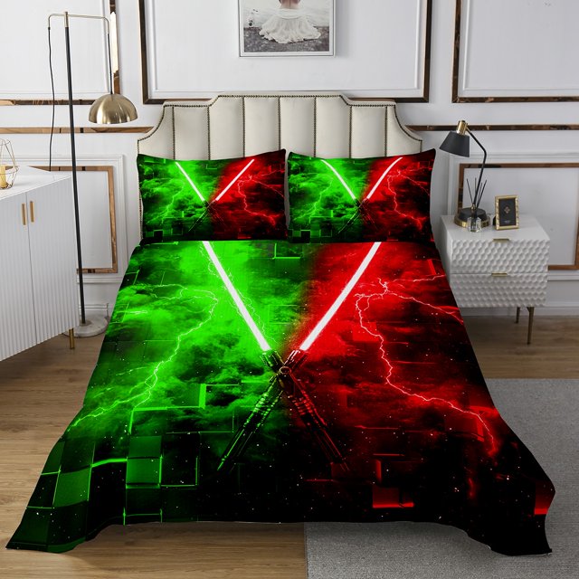 Erosebridal 3D Geometric Coverlet Set Twin, Lightsaber Bedding Set, Teens 2-Piece