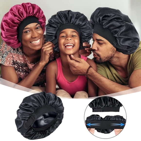 Bath & Bathing Accessories Silk Bonnet for Sleeping Double Layer Hair Bonnet for Curly Braids Hair Adjustable Bonnets for Black Women Sleep Cap