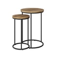 thumbnail image 4 of CorLiving Fort Worth Engineered Wood Round Indoor Nesting Side Tables with Black Steel Base. Light Brown, 4 of 7