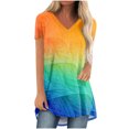 thumbnail image 1 of Birdeem Blouse à Imprimé Dégradé pour Femmes, Col en V, Manches Courtes, T-Shirt Ample, Hauts, 1 of 1