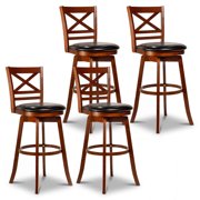 Costway 30.5" Swivel Barstools Set of 4 with Backrest Faux Leather Upholstered Seat for Pub
