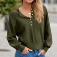 thumbnail image 4 of Longs Chandails pour Femmes Mode pour Femmes Col Rond à Boutons Manches Longues Hauts Unis Chandail à Enfiler Chandail Tendance et Confortable Vêtements d'Hiver Chandails d'Hiver pour Femmes, 4 of 8