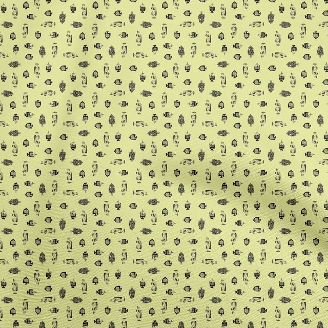 oneOone Cotton Flex Yellow Fabric Fish Craft Projects Decor Fabric Printed By The Yard 40 Inch Wide