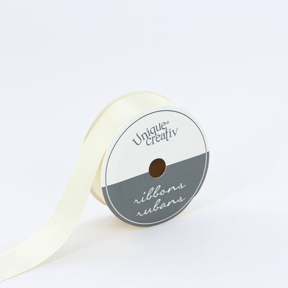 UNIQUE CREATIV Satin Ribbon Antique blanc 25 mm (0.98 in) × 5.5 m (⅞ in × 6 yd), 5.49 m (18 ft)