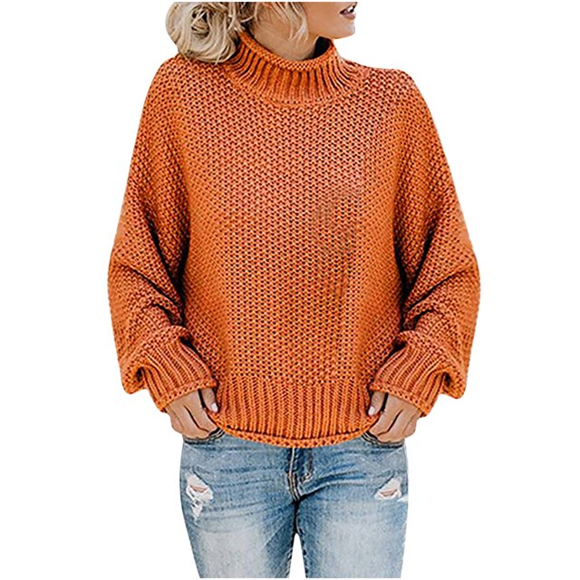 IROINID Pull à Col Roulé pour Femmes Couleur Unie Décontracté Mi-Long Manches Longues Tricoté