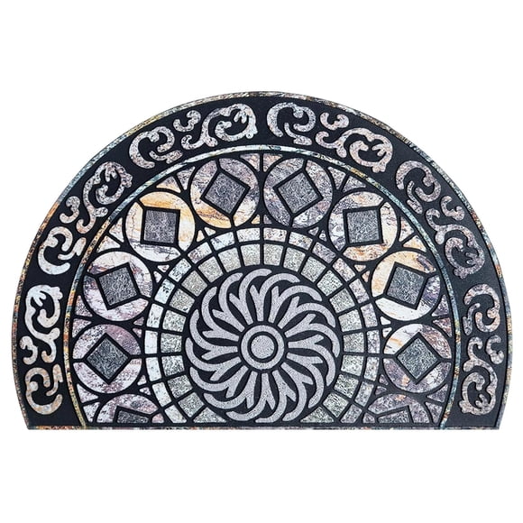 CEHVOM Bathroom Mat Quick Dry,Bath Mats for Bathroom Floor Non Slip Washable,Bathroom Rugs and Mats,50x80cm Bohemian-Style Semi-Circular Doormat Entryway Non-Slip Floor Mat with Crystal Velvet