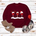 thumbnail image 4 of Pompotops Automne et Hiver Femmes Pull Imprimé de Noël Col Rond Manches Longues Blouse Unie Hauts Chandails en Molleton, 4 of 4