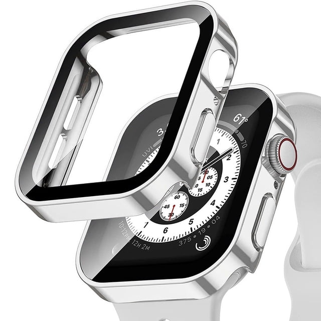 LEIXIUER 2 Pack Waterproof Hard Cases for Apple Watch Case 45mm 41mm 44mm 40mm with Tempered Glass Screen Protector, Accessories Ultra-Thin Durable Waterproof Protective Cover for iWatch SE 6 7 4 5