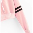 thumbnail image 4 of ORUYROP Sweat à Capuche Court à Manches Longues Zippé Rayé pour Femmes, Veste Décontractée à Cordon de Serrage, 4 of 5