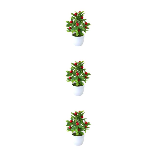 Ruiboury Add Touch Of Green To Living Space Artificial Plant Collection Home Decor Plastic Artificial Potted Plants False Plant Zhaocai Tree Fruit 3Set