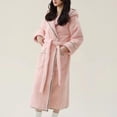thumbnail image 1 of RXIRUCGD Mode Femmes Décontracté Uni Manches Longues Dames Ample Poche Garder au Chaud Peignoirs Faux Velours Tenue de Nuit Robe Chemises de Nuit( Rose, Taille:TG ), 1 of 3