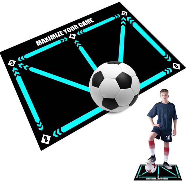 LINMOUA Football Footstep Training Mat,Dribble Silent Auxiliary Props,Soccer Trainer, Wear Resistant Dribble Control Soccer Training Aid Mat, Auxiliary Prop
