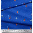 thumbnail image 2 of Soimoi Blue Rayon Fabric Stars & Violin Musical Instrument Printed Craft Fabric by the Yard 56 Inch Wide, 2 of 5