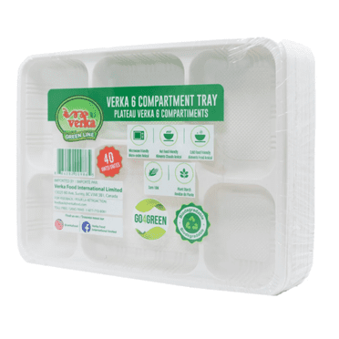 Verka Green Line 6 Compartment Tray, 40 Units