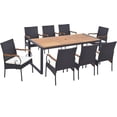 thumbnail image 4 of Gymax 9 PCS Outdoor Metal Dining Table & Rattan Chairs w/ Acacia Wood Table, 4 of 10