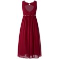 thumbnail image 2 of TTAO Robe en Chiffon Sans Manches Col en V Perles Mariage Demoiselle d'Honneur Soirée Bal Formel Bourgogne 14, 2 of 7