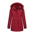 thumbnail image 1 of Women's Solid Mid Length Jacket With Large Collar And Warm Winter Coat,Size:L, 1 of 6