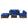 thumbnail image 4 of Costway 5PCS Outdoor Patio Rattan Furniture Set Sectional Conversation W/Navy Cushions, 4 of 10