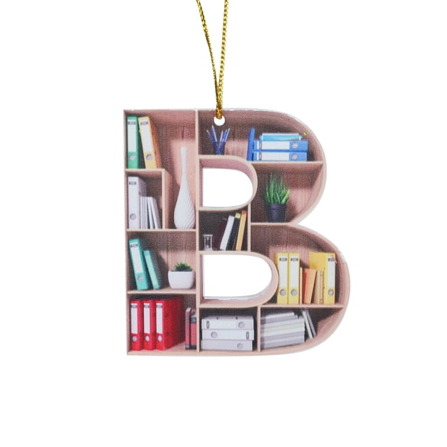 Book Lovers Heart Shaped Bookshelf Pendant Acrylic Ornament