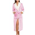 thumbnail image 1 of Penkiiy Womens Plush Soft Robe Warm Fleece Shawl Collar Bathrobe Fluffy Long Robes with Pockets M Pink, 1 of 3
