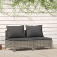 thumbnail image 1 of vidaXL 2-Seater Garden Sofa with Cushions Grey Poly Rattan, 1 of 5