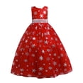 thumbnail image 2 of EGNMCR Vêtements pour Bébé Fille Robe pour Enfants Fille Sans Manches Robe de Princesse Motif Flocon de Neige Imprimé Tulle Longue Robe Canoniques, 2 of 9