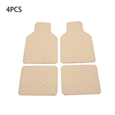 Maoww 4 Pieces Car Floor Mats Automotive Interior Liner Foot Pad Decorative Carpet Front Rear Decoration Washable Reusable Mat Beige