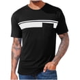 thumbnail image 1 of Men Oversized T Shirts Casual Loose Short Sleeve Crew Neck Tee Shirt Striped Color Block Tops with Pocket, 1 of 4