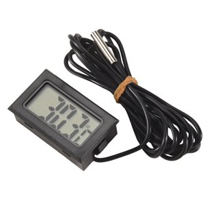 Thermometer digital LCD -40 Degrees Celsius + 110 Degrees Celsius Temperature measuring instrument Temperature gauge, 2 Meter,1 x temperature measuring device,black