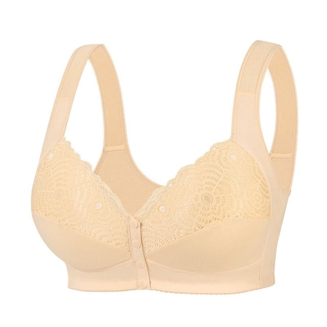 Amzcrzy Women's Plus Size Bras Full Coverage Front Closure Oversized Bra Unpadded Wireless Double Support Bra
