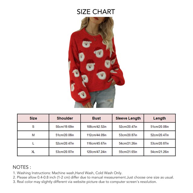 Pull de Noël pour Femmes, Manches Longues Décontracté Confortable Col Rond Mode Femme Pull Tricoté Père Noël pour Hiver pour Extérieur Rose, Gris, Noir, Rouge, Bleu, Vert