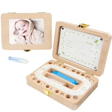 Baby Tooth Box Wooden Creative Baby Teeth Organizer Teeth Keepsake Organizer