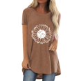 thumbnail image 1 of Pxiakgy Vente Chaude!! T-Shirt Graphique Tournesol Mignon à Manches Courtes Imprimé Vintage Mode Décontractée Col Rond Manches Courtes devant Dos Long T-Shirt Café TG, 1 of 4
