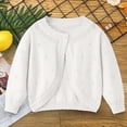 thumbnail image 4 of Cowsor Toddler Girls Knit Cropped Bolero Shrug Little Kids Long Sleeve Open Front Cardigan Sweater, 4 of 5