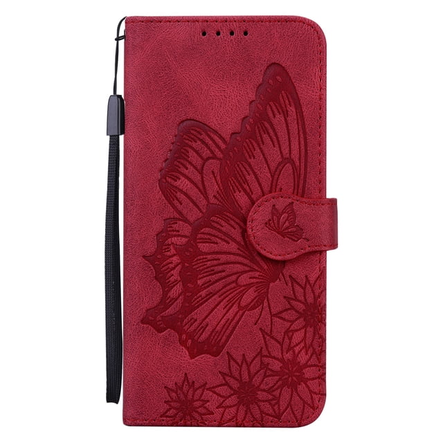 Case Slim Premium Leather Flip Wallet with Card Holder Magnetic Closure Protective Phone Case Cover for iPhone,Red(iPhone 11Pro)