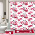 thumbnail image 1 of 15-Piece Bathroom Set  2-Rugs/Mats Non Slip  1 Fabric Shower Curtain  With 12-Fabric Covered Rings  Different Styles and Colors For Home Bath Dcor Peony Purple, 1 of 6