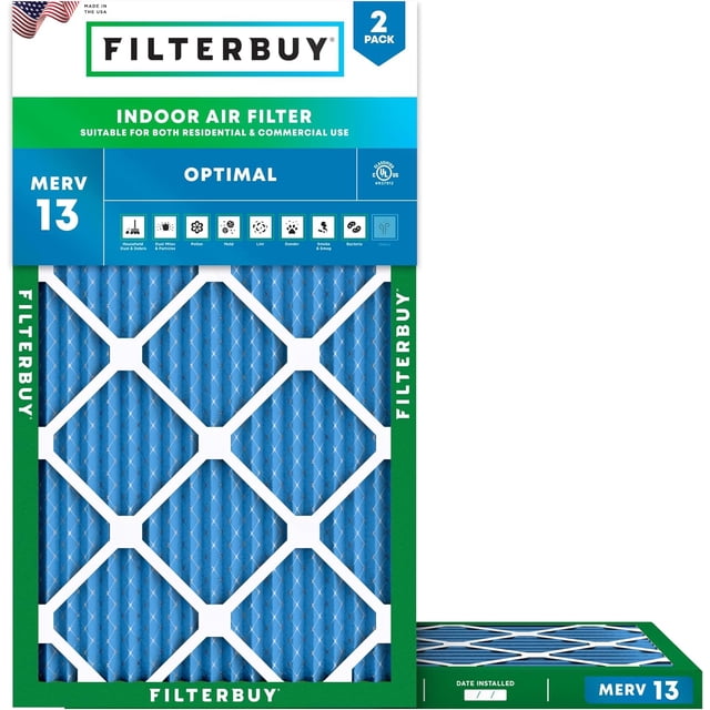 Filterbuy 10x18x1 Air Filter MERV 13 Health Defense, HVAC AC Furnace Air Filters Replacement (2-Pack)
