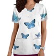 thumbnail image 1 of EGNMCR Sarraus pour Femmes Mode pour Femmes Col en V Imprimé Manches Courtes Poche Combinaison Haut Cadeaux pour Femmes, 1 of 4