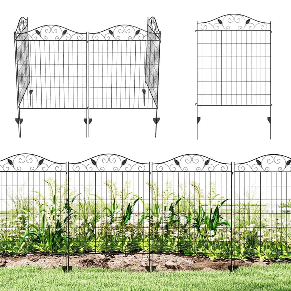 Outsunny Garden Decorative Fence 4 Panels 44in x 12ft Steel Wire Border Edging for Landscaping