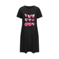 thumbnail image 5 of Pyjama Grande Taille pour Femmes Robes de Nuit pour Femmes Robe de Sommeil à Imprimé Cœur Manches Courtes Col Rond Chemise de Nuit Confort Robe de Pyjama Tenue de Nuit T-Shirt Tenue d'Intérieur Robe de Maison Femmes Robe de Pyjama Noir TG, 5 of 5