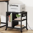 thumbnail image 1 of Removable Desktop Printer Stand with Charging Station, 3 Tier Under Desk Rolling Printer Table Printer Cart with Storage Shelf and Wheels, 1 of 6