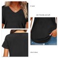 thumbnail image 5 of Pure Color V Neck Top,Pure Color V Neck Vertical Striped Pure Color Top Women T Shirt Quality You Can Trust, 5 of 5