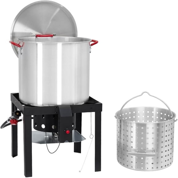 Bingirl 60 Qt Aluminum Seafood Boil Kit 50000 BTU Propane Jet Burner (Electronic Ignition)