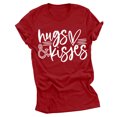 thumbnail image 1 of RKSTN Hauts pour Femmes Saint-Valentin Cœur d'Amour Lettres Imprimées Mode Blouse Confortable Hauts Tempérament Couleur Unie Col Rond Manches Courtes Hauts, 1 of 5