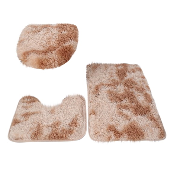 Agiferg Tie Dyed Plush Carpet Plush Toilet Three Piece Set Non Slip Mat Bath