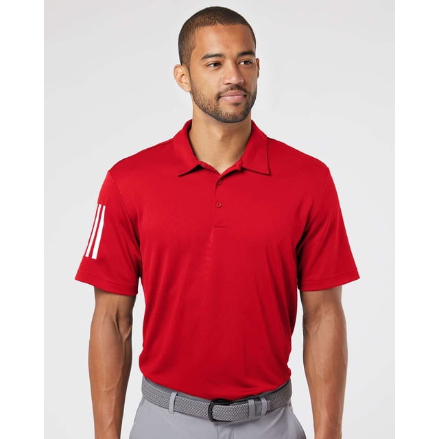 Adidas Hommes Flottant 3-Bandes Polo, S, Équipe Puissance Rougeblanc