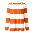 thumbnail image 5 of WEIYLL T-Shirts Chemises pour Femmes Manches Longues Rayé Col Rond à Blocs de Couleur Hauts Orange Tailles P, 5 of 5
