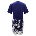 thumbnail image 4 of QJUHUNG Midi pour Femmes Été Décontracté Ample Bohème à Imprimé Floral Col Ras du Cou Manches Courtes Longueur Genou Robe Froncée avec Poches, 4 of 4
