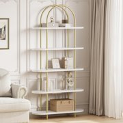 QinaQin 71 Inch 5 Tier Metal Collapsible Book Shelf, Portable Tall Bookcase Storage Organizer for Home or Office