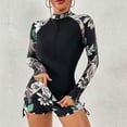 thumbnail image 1 of Aboser Womens Rash Guard Two Piece Surfing Swimsuit Surfing Sun Protection Bathing Suit Hawaiian Tropical Print Wetsuit Long Sleeve Rashguard, 1 of 6